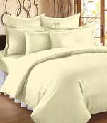 TC Premium Luxury Cotton Satin Striped Double Bed King Size Bedsheet (100 In x 108 In) with 2 pillow cover - Beige