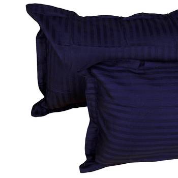 TC Premium Luxury Cotton Satin Striped Double Bed King Size Bedsheet (100 In x 108 In) with 2 pillow cover - Purple 3