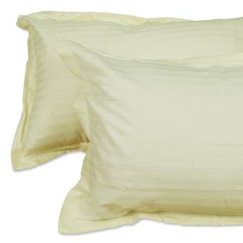 TC Premium Luxury Cotton Satin Striped Double Bed King Size Bedsheet (100 In x 108 In) with 2 pillow cover - Off White 3