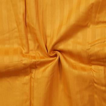 Premium Luxury Cotton Satin Striped Double Bed King Size Bedsheet (100 In x 108 In) with 2 pillow cover - Yellow 4