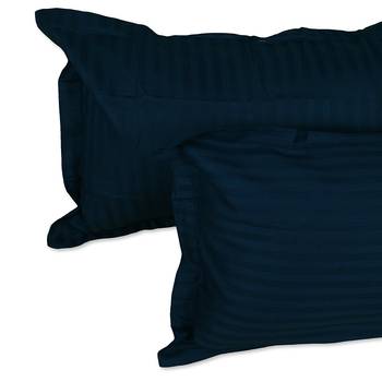 TC Premium Luxury Cotton Satin Striped Double Bed King Size Bedsheet (100 In x 108 In) with 2 pillow cover - Blue 3