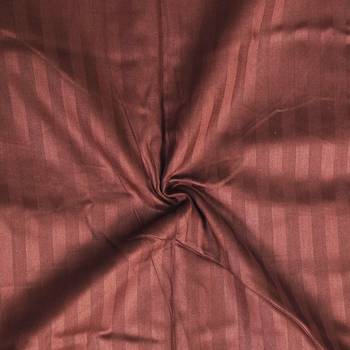 C Premium Luxury Cotton Satin Striped Double Bed King Size Bedsheet (100 In x 108 In) with 2 pillow cover - Copper Brown 4