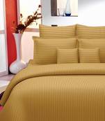 Premium Luxury Cotton Satin Striped Double Bed King Size Bedsheet (100 In x 108 In) with 2 pillow cover - Yellow