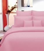 Premium Luxury Cotton Satin Striped Double Bed King Size Bedsheet (100 In x 108 In) with 2 pillow cover - Light Pink