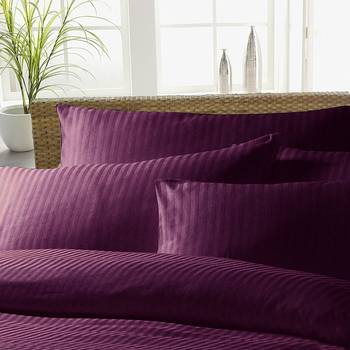 Premium Luxury Cotton Satin Striped Double Bed King Size Bedsheet (100 In x 108 In) with 2 pillow cover - Purple 2