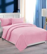 Premium Luxury Cotton Satin Striped Double Bed King Size Bedsheet (100 In x 108 In) with 2 pillow cover - Light Pink