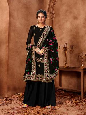 Black embroidered faux georgette salwar 1