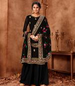 Black embroidered faux georgette salwar