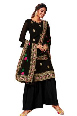 Black embroidered faux georgette salwar 2