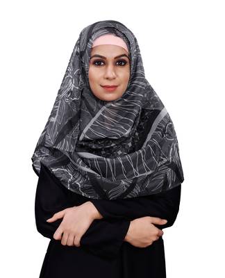 JSDC Black Printed BSY Magic Scarf Hijab For Women 1