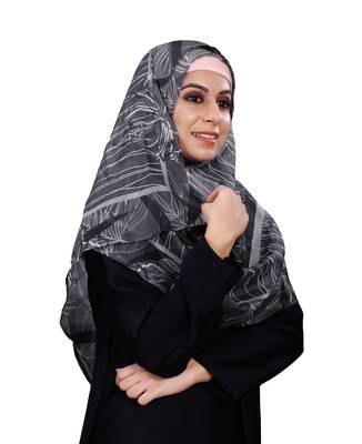 JSDC Black Printed BSY Magic Scarf Hijab For Women 3