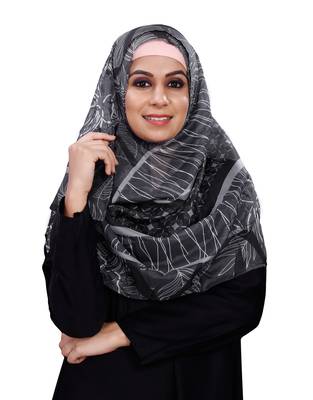 JSDC Black Printed BSY Magic Scarf Hijab For Women 4