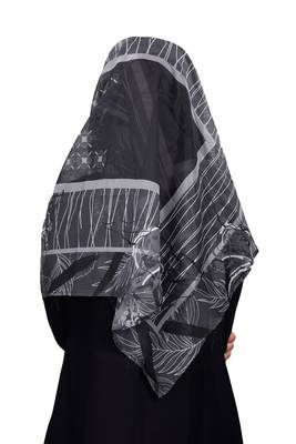 JSDC Black Printed BSY Magic Scarf Hijab For Women 5