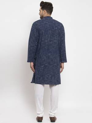 Blue woven cotton men-kurtas 2