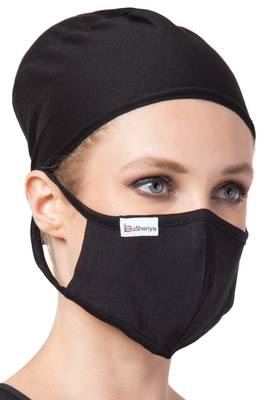 2 Pcs Set-Under Hijab Tie Up Cap and Mask Combo 3