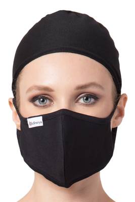 2 Pcs Set-Under Hijab Tie Up Cap and Mask Combo 5