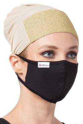 2 Pcs Set-Under Hijab Shimmer Cap and Mask Combo 4