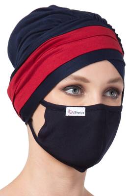 2 Pcs Set-Under Hijab Turban Cap and Mask Combo 2