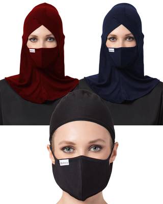 6 Pcs Set-Under Hijab Cap and Mask Combo 1