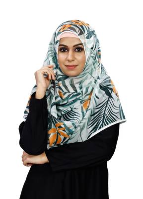 JSDC Women Tropical Leaf Printed BSY Magic Scarf Hijab Stole 5