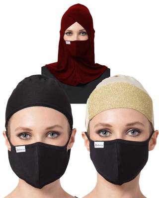 6 Pcs Set-Under Hijab Cap and Mask Combo 1