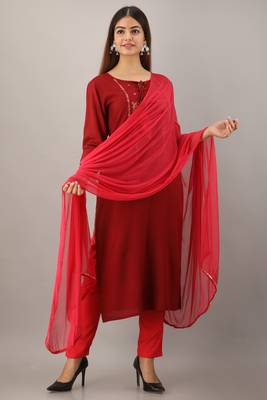Maroon embroidered viscose rayon diwali-kurtis 2