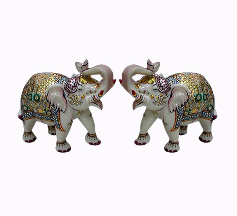 Marble elephant pair