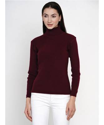 women winter wine high neck sweater 1