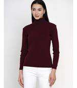 women winter wine high neck sweater