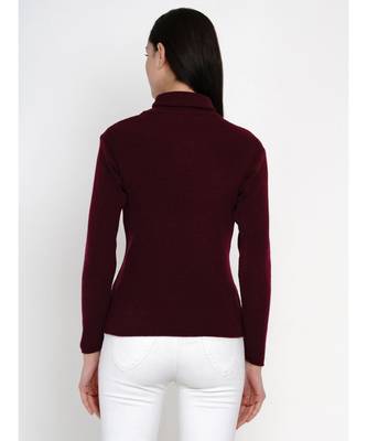 women winter wine high neck sweater 2