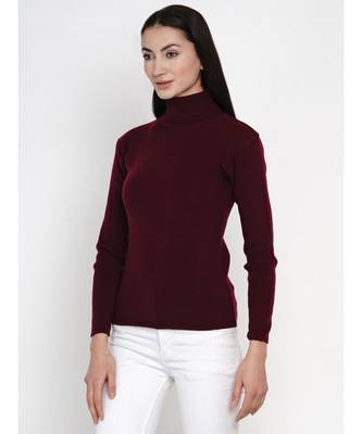 women winter wine high neck sweater 3