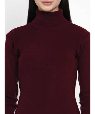 women winter wine high neck sweater 6