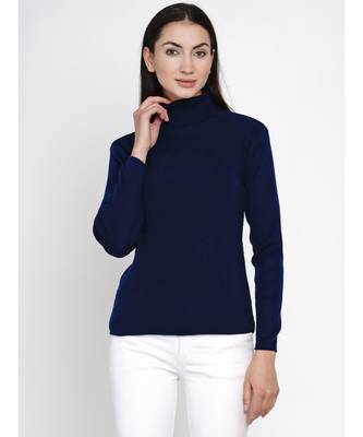 women winter navy high neck sweater 1