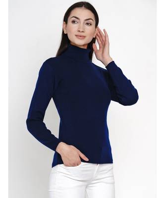 women winter navy high neck sweater 3