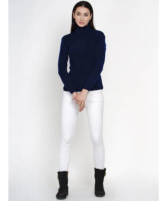 women winter navy high neck sweater 5