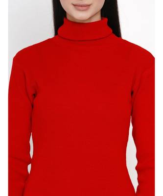 women winter red high neck sweater 4