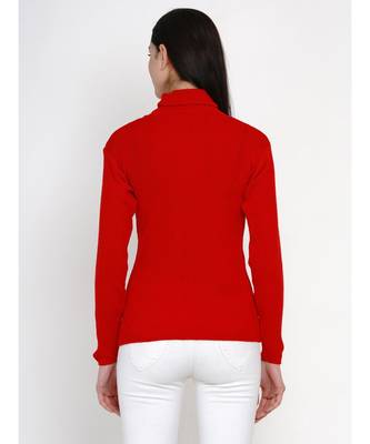 women winter red high neck sweater 7