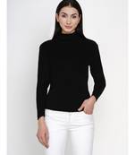 women winter black high neck sweater