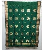 DARK GREEN  woven cotton silk saree with blouse