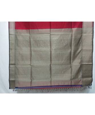 RED  woven cotton silk saree with blouse 2