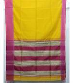 YELLOW  woven cotton silk saree with blouse