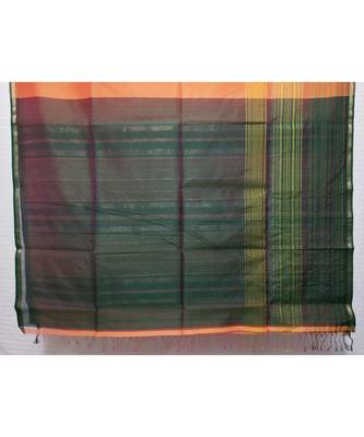 ORANGE  woven cotton silk saree with blouse 2