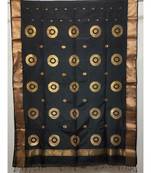 BLACK  woven cotton silk saree with blouse