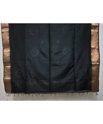 BLACK  woven cotton silk saree with blouse 2
