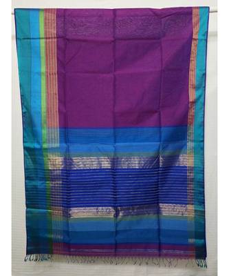 PURPLE  woven cotton silk saree with blouse 1