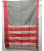 SILVER  woven cotton silk saree with blouse