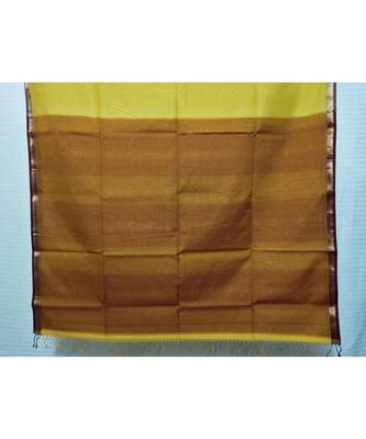 YELLOW  woven cotton silk saree with blouse 2