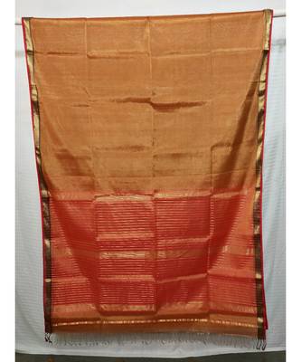GOLDEN  woven cotton silk saree with blouse 1