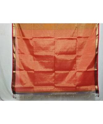 GOLDEN  woven cotton silk saree with blouse 2