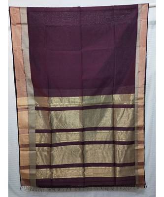 PURPLE  woven cotton silk saree with blouse 1